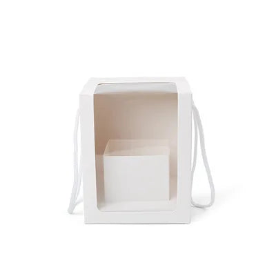 Clear Window Folding Gift Box with Flower Handle Festive Party Decor for Mother's Day Birthday Valentine's Day