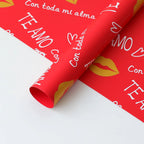 Valentine's Day Red Flower Wrapping Paper Single Side Coated Water-proof Eco-friendly Recyclable