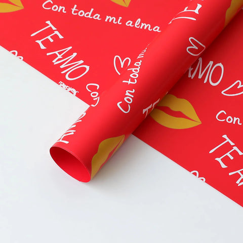 Valentine's Day Red Flower Wrapping Paper Single Side Coated Water-proof Eco-friendly Recyclable