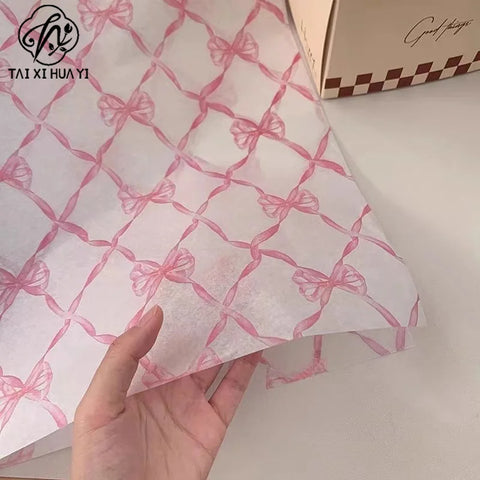 Mothers Day Pink Heart Bow Recyclable Matte Tissue Paper for Gift Wrapping Flower Bouquets Clothing Packing Party Decorations