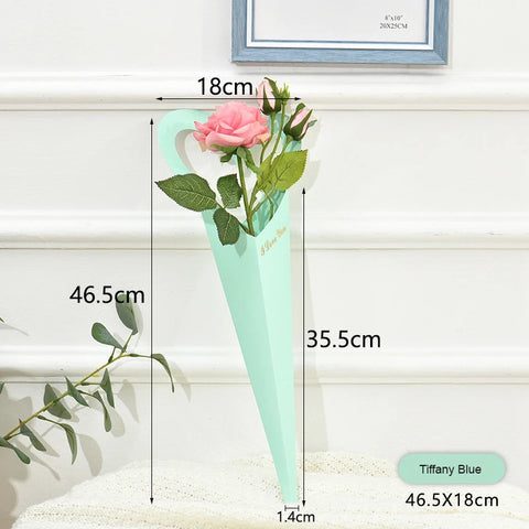 Eco-friendly Elegant Single Rose Waterproof Kraft Paper Bag Wedding Bouquet Packaging for Valentine's Day