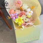 Colorful Square Eco-friendly Recyclable Flower Bouquet Handbag Packaging Kraft Paper for Valentine's Day Mother's Day Gifts