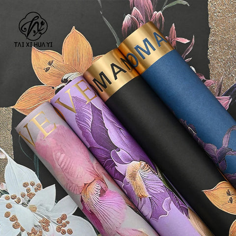 Fauvism Flower Wrapping Paper Floral Texture Water-proof Eco-Friendly Kraft Paper for Hot Stamping Arrangements Single Side