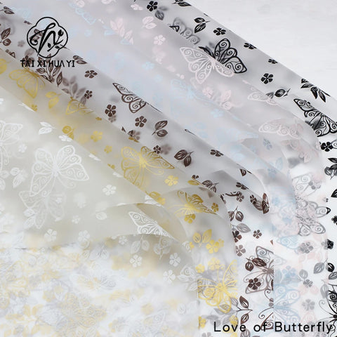 Butterfly Printed Flower Wrapping Paper PE Coated Art Paper Waterproof 57*57cm Custom Birthday Wedding Gift Wrapping