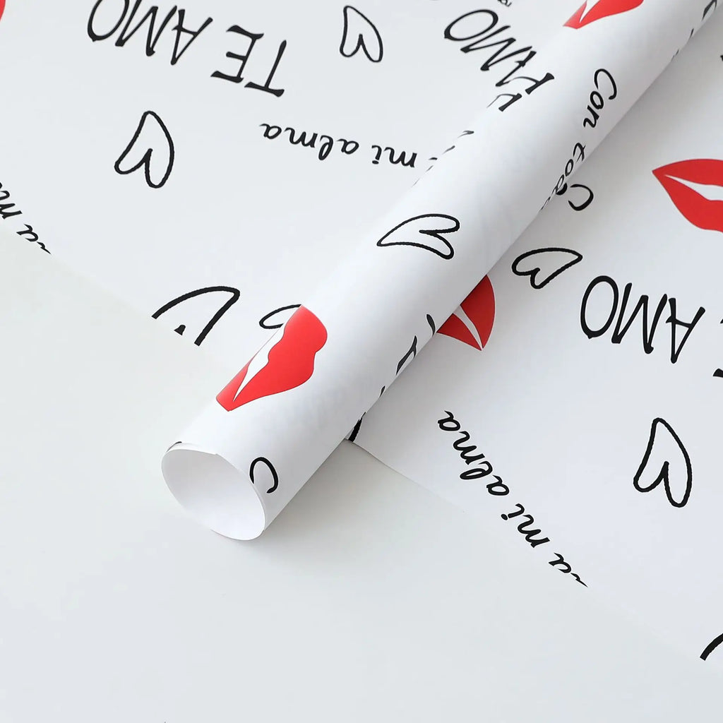 Valentine's Day Red Flower Wrapping Paper Single Side Coated Water-proof Eco-friendly Recyclable