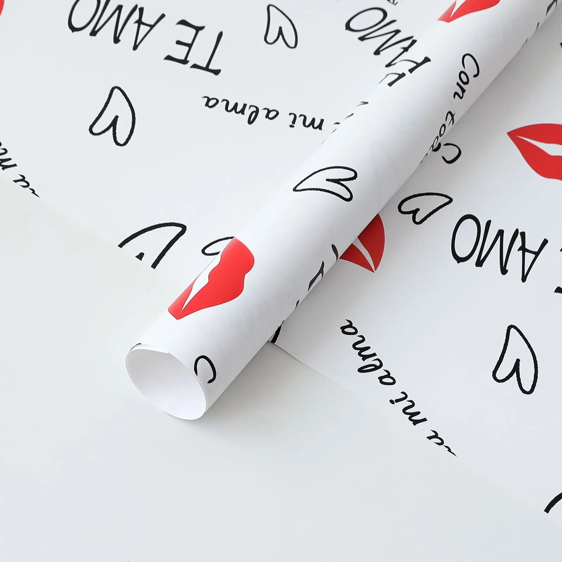 Valentine's Day Red Flower Wrapping Paper Single Side Coated Water-proof Eco-friendly Recyclable