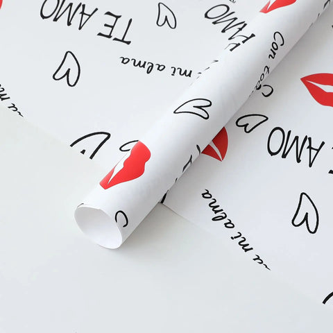 Valentine's Day Red Flower Wrapping Paper Single Side Coated Water-proof Eco-friendly Recyclable