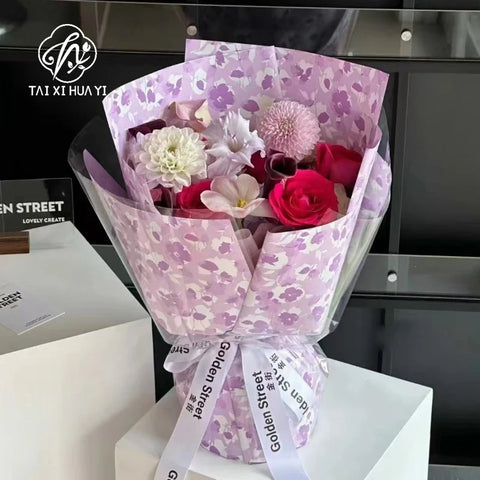 Single-sided Coated Paper Summer Flower Tea Flower Packaging Plastic OPP Material Paper Bouquet