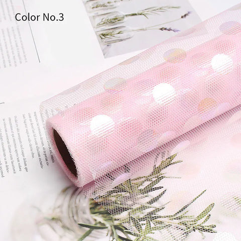 Colorful Wave Dot Flower Arrangement Packaging Mesh Single Side Coated Flower Yarn for Bouquet Packaging
