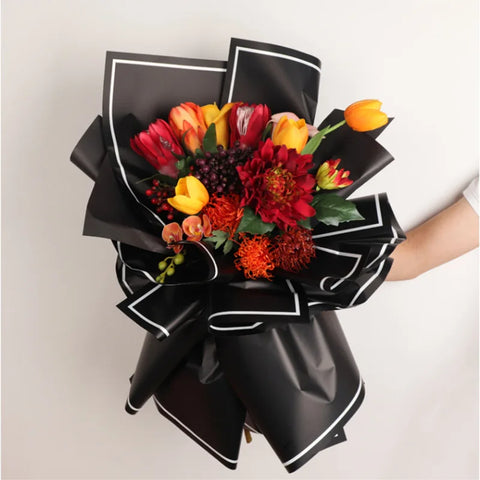 Waterproof Eco-Friendly Recyclable Korean Su Material Single Side Coating Black White Aristocratic Packaging Paper Floral