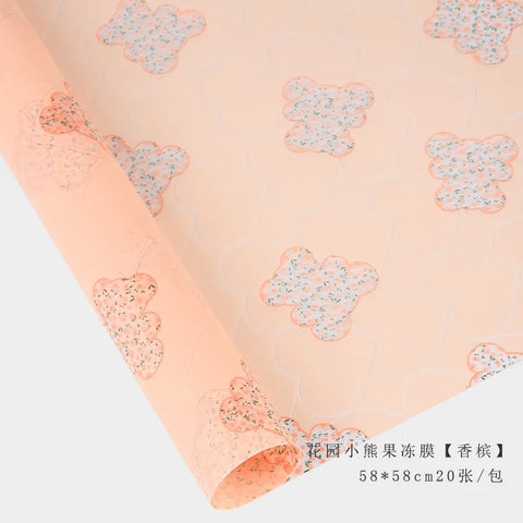 Little Bear Jelly Film Flower Bundle Gift Cartoon Coated Single Side Eco-Friendly Waterproof Flower Wrapping Paper