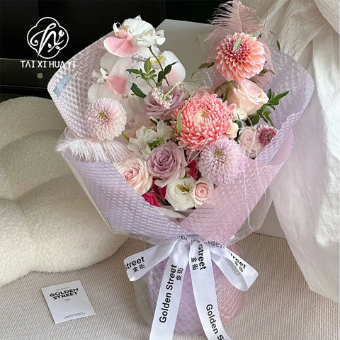 52*52cm Bright Colorful Tridimensional Bubble Design PVC Coated Waterproof Plastic Flower Wrapping Paper