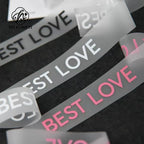 Polyester Matte Clear Printed Grosgrain Satin Ribbon Transparent Bouquet Wrapping Wedding Christmas