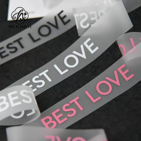 Polyester Matte Clear Printed Grosgrain Satin Ribbon Transparent Bouquet Wrapping Wedding Christmas