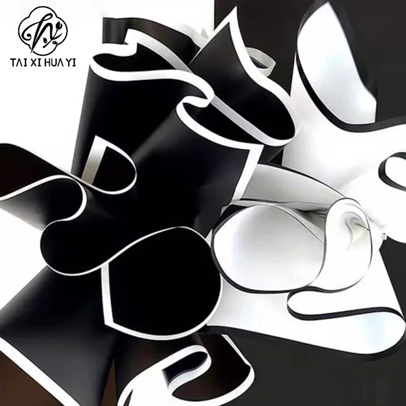 Waterproof Eco-Friendly Recyclable Korean Su Material Single Side Coating Black White Aristocratic Packaging Paper Floral