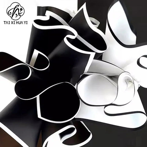 Waterproof Eco-Friendly Recyclable Korean Su Material Single Side Coating Black White Aristocratic Packaging Paper Floral