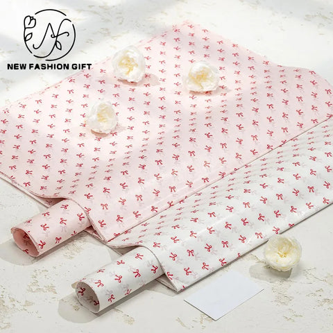 Custom Floral Wrapping Paper Single-Sided Coated Pink Flower Bouquet Gift Mailer Folding Packaging for Floral Product Packaging