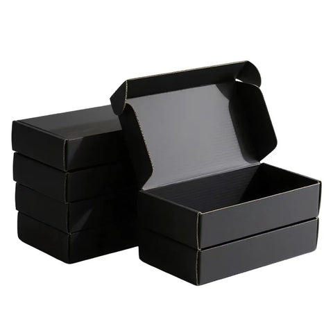 Durable Black Rectangular Cardboard Airplane Packaging Box with Embossing for Safe Shipping and Mailing