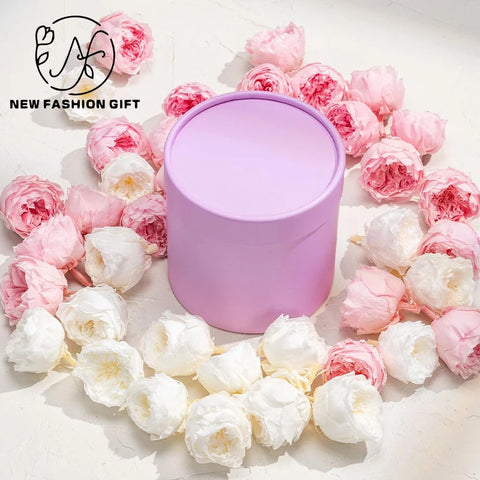 Portable and Waterproof Biodegradable Kraft Paper Flower Box Handheld Round Cylinder Packaging for Fashionable Gifts