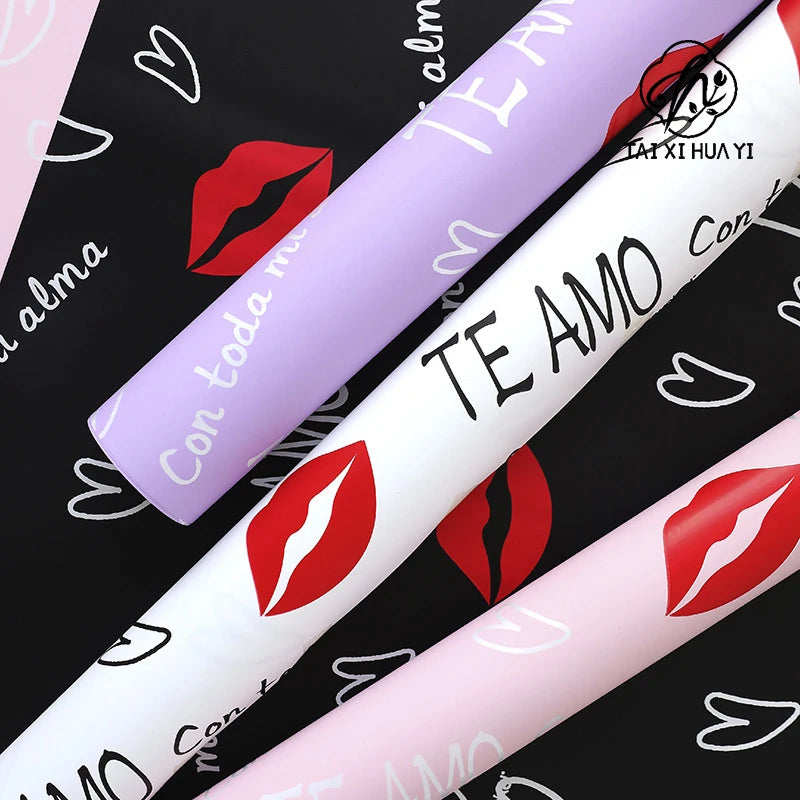 Valentine's Day Red Flower Wrapping Paper Single Side Coated Water-proof Eco-friendly Recyclable Main image