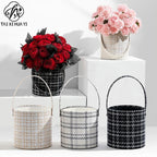 Luxury Handmade Rigid Fabric Flower Hug Bucket Portable Gift Box for Rose Bouquet Packaging Wedding & Valentine's Day Wholesale