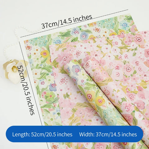 90g Virgin Pulp Art Paper 37*52cm Floral Supplies with Flower Printing PE Coating for Wrapping Bouquets
