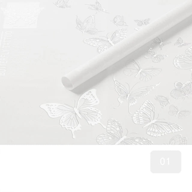 Butterfly Dance Floral Flower Art Wrapping Paper 58x58cm Recyclable PVC Coated Jelly Film Bag with Custom Options