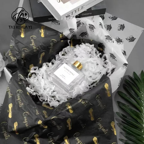 Customized Printed Logo Gold Waterproof Eco-friendly Recyclable Gift Wrapping Tissue Rose Mixed Pulp Packaging