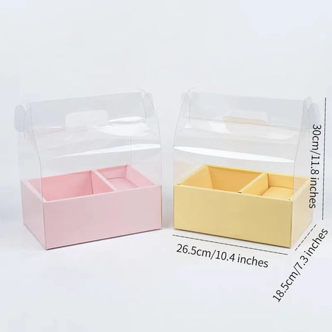 Portable Transparent PVC Flower Arrangement Gift Box Mini Cake Packaging for Birthday Wedding Party Decor for Art Gift Packing