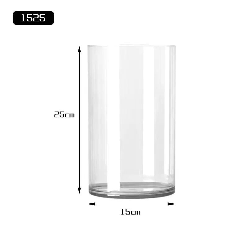 High-Grade Transparent Acrylic Cylindrical Vase Art Deco Design Tabletop for Wedding Flower Arrangements Anti-Fall Plastic
