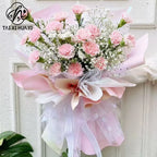 Colorful Wave Dot Flower Arrangement Packaging Mesh Single Side Coated Flower Yarn for Bouquet Packaging