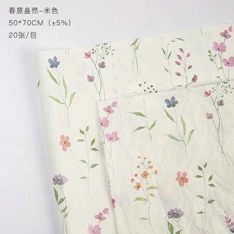 High-End Flower Wrapping Paper Hand-Rolled Ins Gift Packaging Tissue PE Coating Material