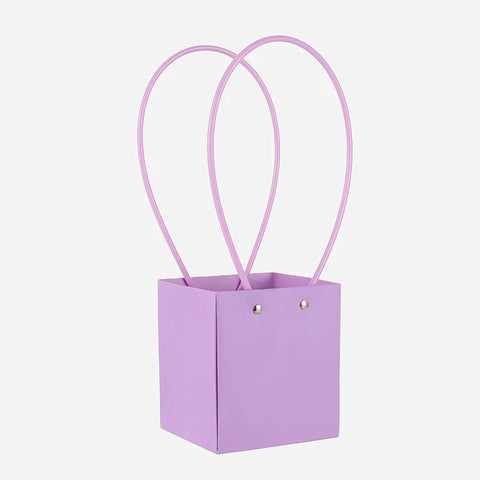 Portable Square Flower Gift Carrier Bags Art Paper Bouquet Wrapping Floral Bag for Arrangements Kraft Paper for Easy Storage
