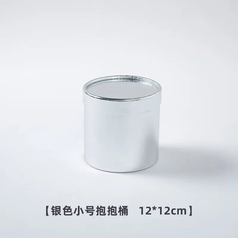 Portable and Waterproof Biodegradable Kraft Paper Flower Box Handheld Round Cylinder Packaging for Fashionable Gifts