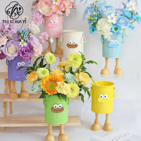 Teacher's Day DIY Bouquet Making Kit-Premium Plastic Flower Bucket Funny Pen Holder with High-Grade Wrapping Materials
