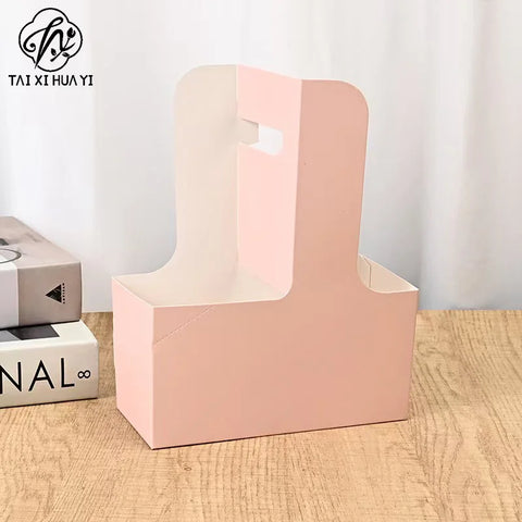 High Quality Kraft Paper Cup Holders Floral Design Foldable Floral Bouquet Gift Box Fashionable Flower