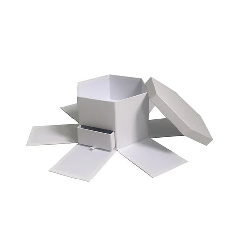 Double Layer Hexagon Flower Gift Box Cardboard Recycled Materials Embossing Printing Rigid Box Recyclable