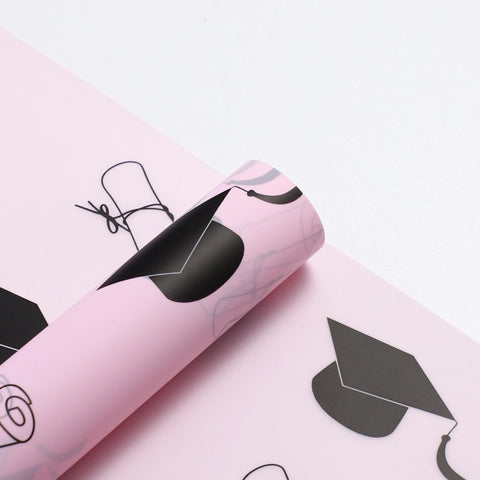 Premium Quality Floral Bouquet Wrapping Paper Graduation Hat Printed Specialty PE Coated Gravure Printing Compatible