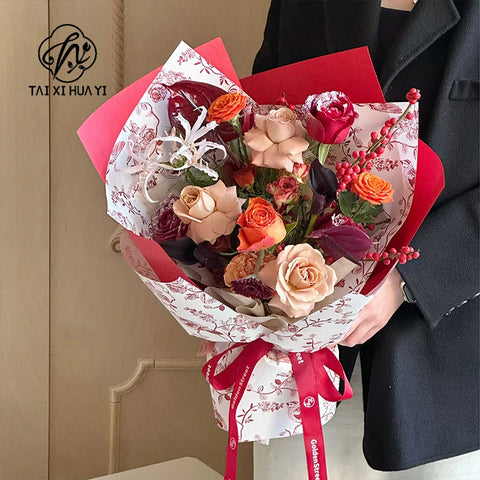 Qixi Wave Gauze Fresh Bouquet Packaging Materials Korean Wave Design Pleats Single Side Coated Eco-Friendly Water-proof