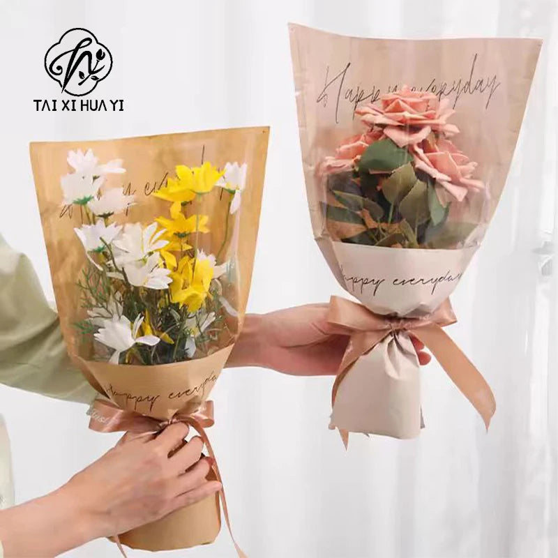 Plastic PE Virgin Waterproof Recyclable Flower Bouquet Bags Transparent Packaging for Valentine's Day Florist Supplies and Gifts Secondary image