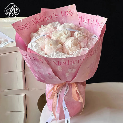 Oil Painting Coated Paper Single-sided Flower Design for Mother's Day Packaging Flower Paper Maker