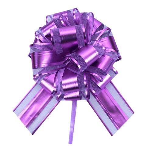 Matte Metallic Organza Pom Pom Pull Bows Floral Gift Wrapping Ribbon for Christmas Weddings Birthdays and Valentine's Day