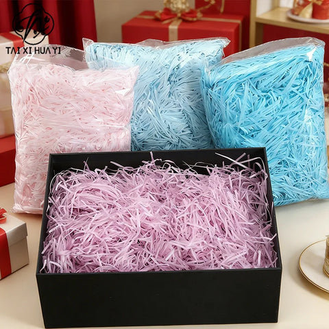 Wholesale Crinkle Cut Biodegradable Recyclable Raffia Paper Shreds 10g 20g 50g Bulk Gift Box Packaging Filling Eco-Friendly