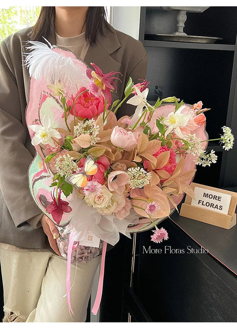 Mother's Day DIY Fresh Flower Bouquet Gift Packaging Colorful Butterfly Fenghua Paper Wrap Coated Materials