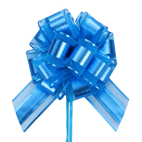 Matte Metallic Organza Pom Pom Pull Bows Floral Gift Wrapping Ribbon for Christmas Weddings Birthdays and Valentine's Day
