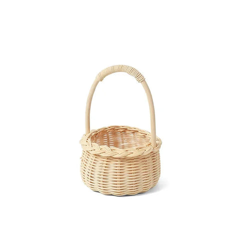Wholesale Small Round Mini Lace Rattan Woven Basket Hand Design Waterproof Hanging Flower Baskets