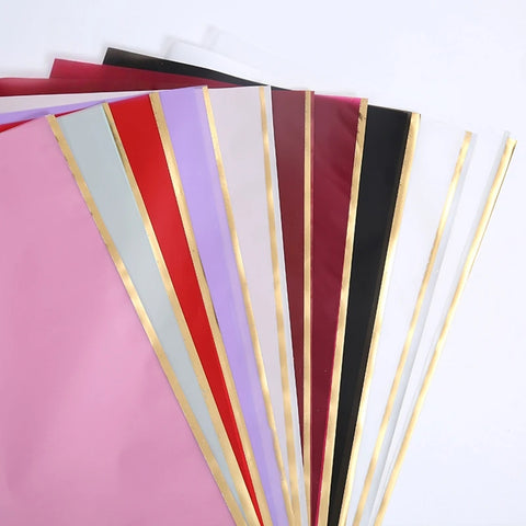 Waterproof Gold Edge Jelly Film Flower Wrapping Paper Matte Translucent Bouquet Recyclable Customizable Shop Packaging Material