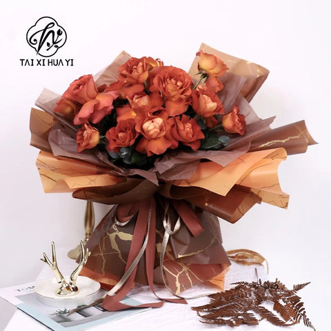 Golden Marble Patterned Flower Packaging Paper Single-Sided Matte Coated Bouquet Packaging