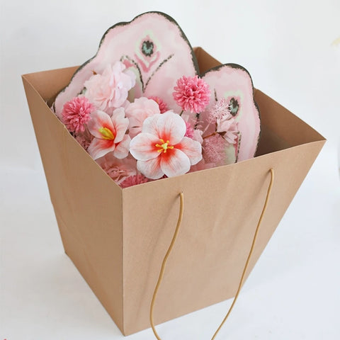 Portable  Paper Trapezoidal Hand-held Flower Bouquet Packaging Inner Liner and Fixed Rose Hugging Bag with Waterproof Feature