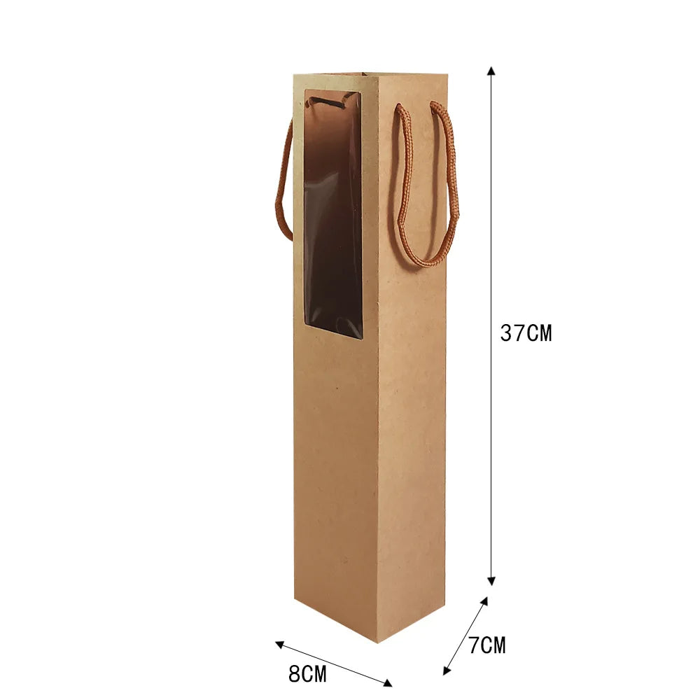 Disposable Solid Color Single Rose Gift Bag Transparent Window Square Matte Laminated Paperboard Folders Custom Logo Bouquet